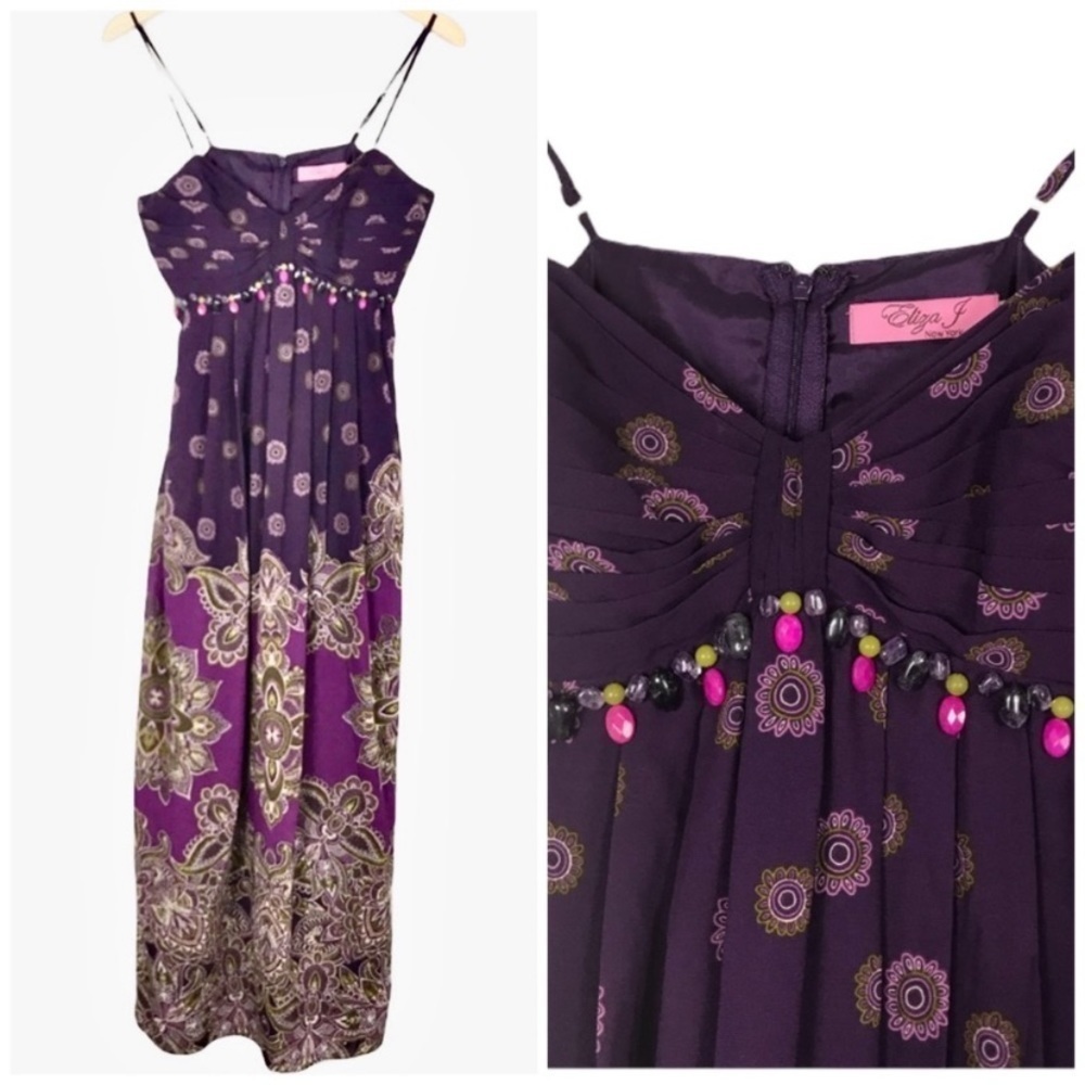 ELIZA J Floral Maxi Dress Purple